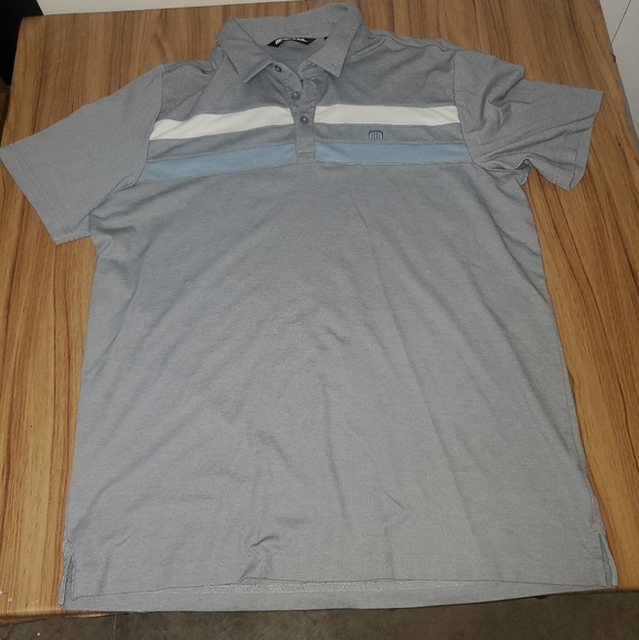 Travis Mathew Polo Shirt Adult Extra Large Gray Striped Golf Casual Lightweight - Picture 1 of 7